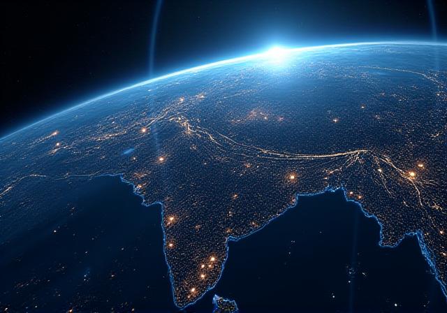 Global satellite network visualization over Earth